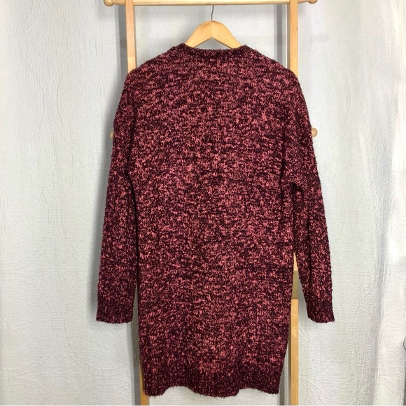 Excellent Cozy Sundance Long V-Neck Marled Pink & Maroon Cardigan, Size Medium - Picture 3 of 4